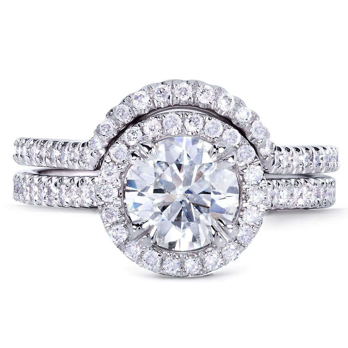 Kobelli Round-cut Moissanite Bridal Set with Diamond 1 1/2 CTW 14k White Gold