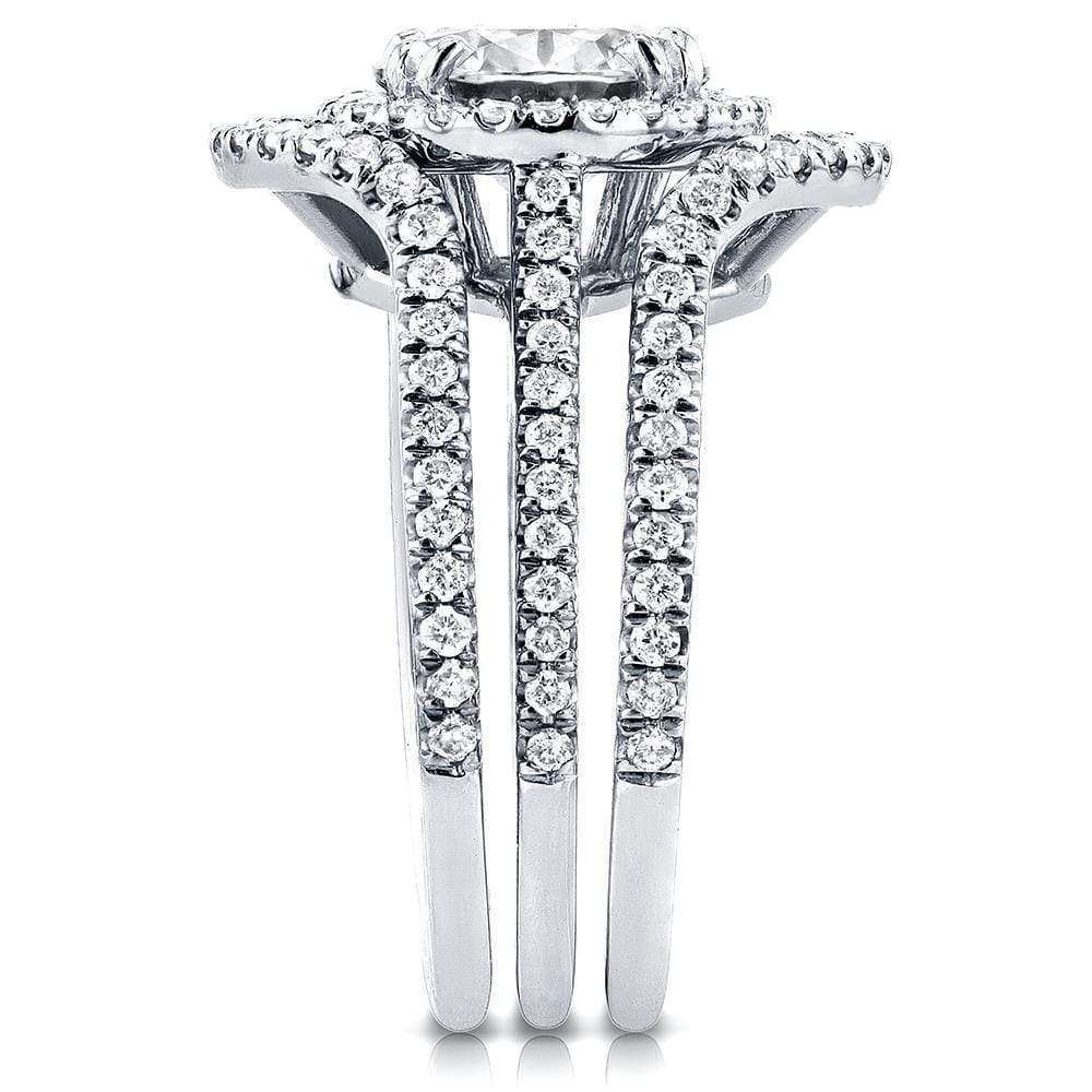 Kobelli Round Moissanite and Diamond Bridal Rings Set 2 1/2 Carat (ctw) in 14k White Gold (3 Piece Set)