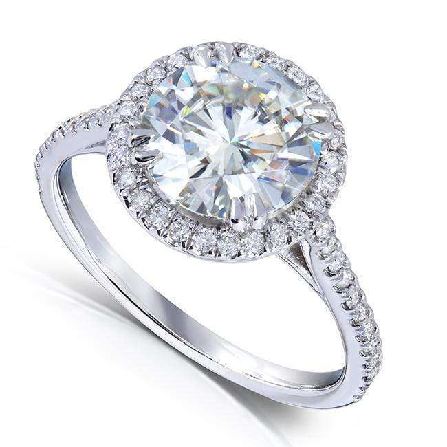 Kobelli Round-cut Moissanite Engagement Ring with Diamond 2 CTW 14k White Gold (8.0mm)