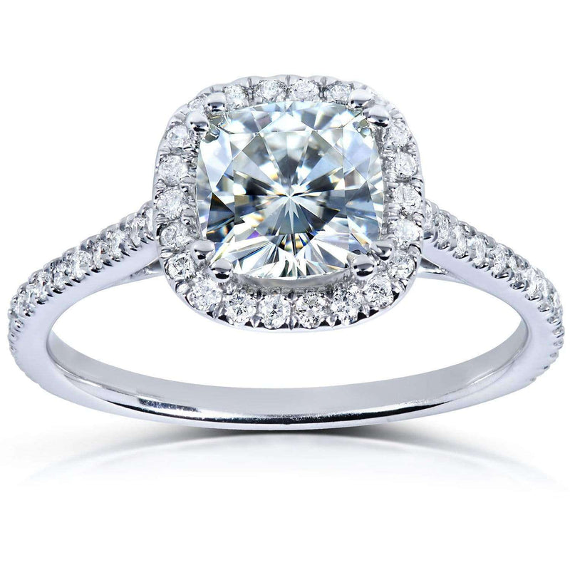 Kobelli Forever One (D-F) Moissanite Engagement Ring with Diamond 1 1/3 CTW 14k White Gold
