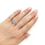 2ct Cushion Moissanite Halo Ring (Natural Diamond Sides)