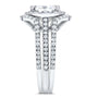 Kobelli Cushion Moissanite Bridal Set with Halo Diamond 3 1/2 CTW 14k White Gold (3 Piece Set)