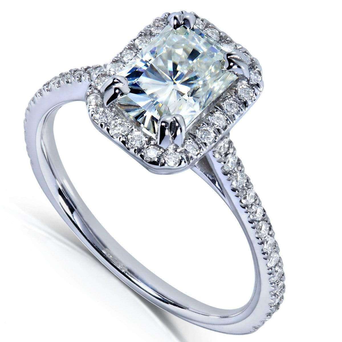 Kobelli Radiant-cut Moissanite Engagement Ring with Diamond 1 2/5 CTW 14k White Gold