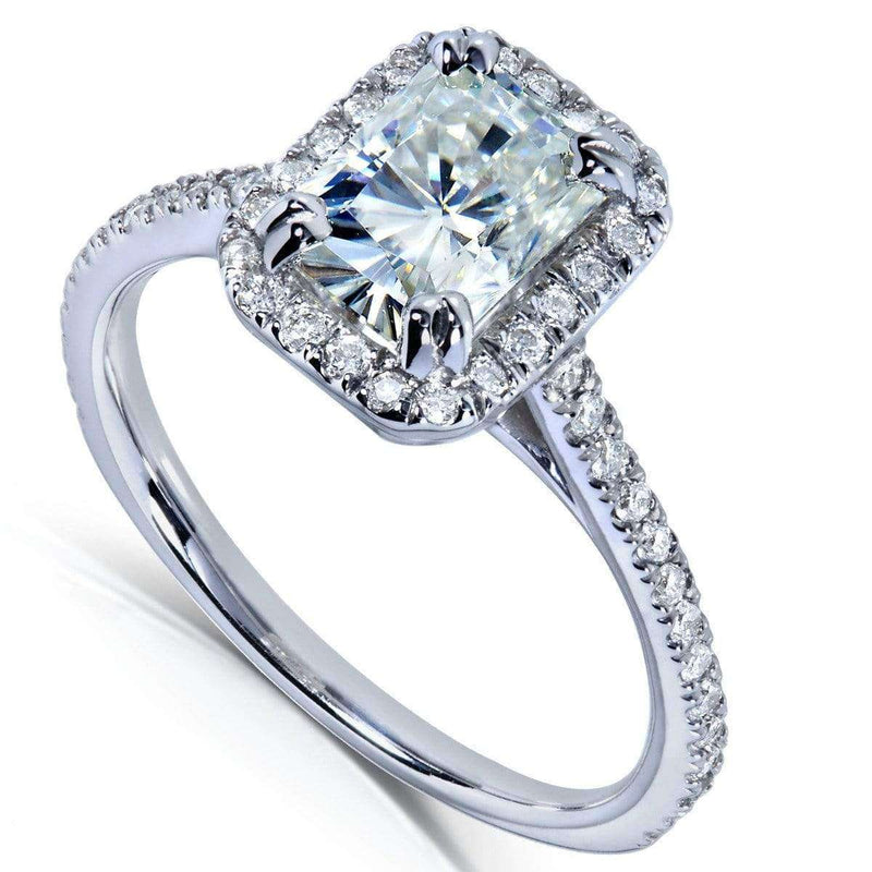 Radiant-cut Moissanite Engagement Ring with Diamond 1 2/5 CTW 14k Whit ...