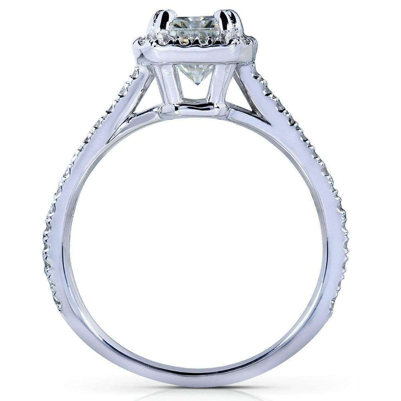 Radiant-cut Moissanite Engagement Ring with Diamond 1 2/5 CTW 14k Whit ...