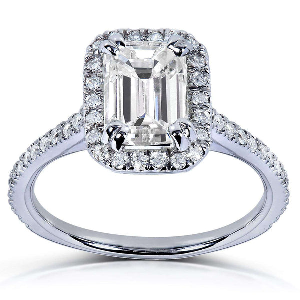 Kobelli Emerald Moissanite & Diamond Engagement Ring 1 1/4 Carat (ctw) in 14k White Gold
