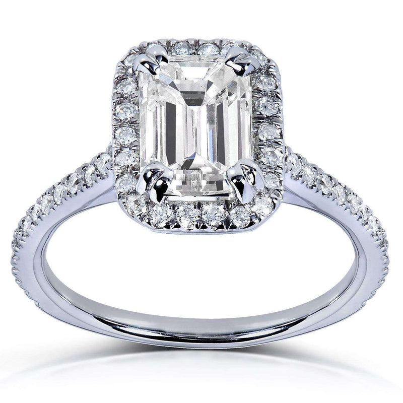 Kobelli Emerald Moissanite & Diamond Engagement Ring 1 1/4 Carat (ctw) in 14k White Gold