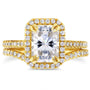 Kobelli Radiant Moissanite and Diamond Bridal Set 2 1/4 CTW in 14k Yellow Gold