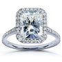 Kobelli Forever One (D-F) Radiant-cut Moissanite & Diamond Engagement Ring 3 Carat (ctw) in 14k White Gold