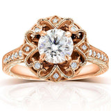 Kobelli Antique Forever One (DF) Moissanit-Verlobungsring mit Diamant 1 1/5 CTW 14 Karat Roségold