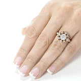 Anel de noivado Kobelli Antique Forever One (DF) Moissanite com diamante 1 1/5 CTW ouro rosa 14k