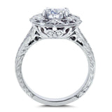 Kobelli Antique Forever One (D-F) Moissanite Engagement Ring with Diamond 1 1/5 CTW 14k White Gold