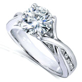 Kobelli Forever One (D-F) Moissanite and Diamond Twist Engagement Ring 1 1/5 CTW in 14k White Gold