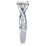 Anel de noivado Kobelli Forever One (DF) moissanite e diamante torcido 1 1/5 CTW em ouro branco 14k