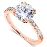Kobelli Moissanite (DEF) og diamant forlovelsesring 2 1/10 CTW 14k rosa guld