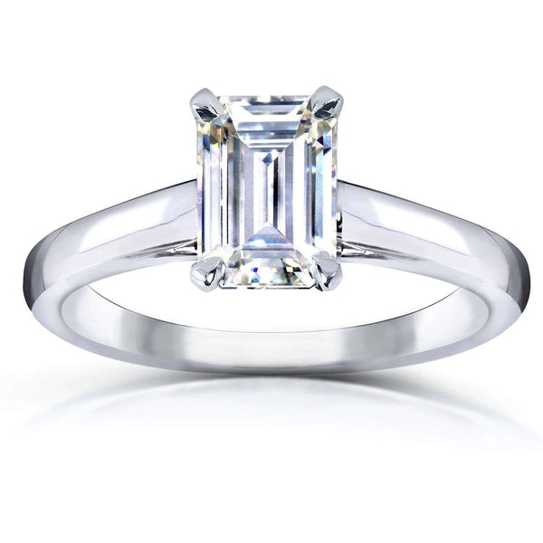 Kobelli Emerald Shape Moissanite Engagement Ring 1 Carat 14k White Gold
