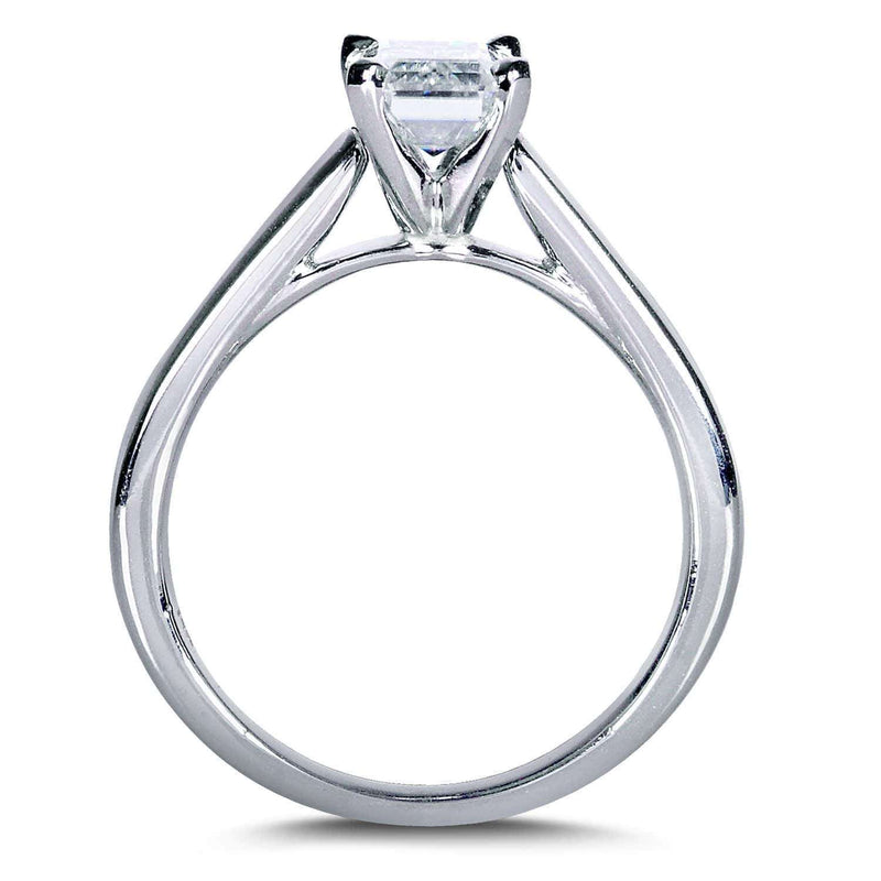 Kobelli Emerald Shape Moissanite Engagement Ring 1 Carat 14k White Gold