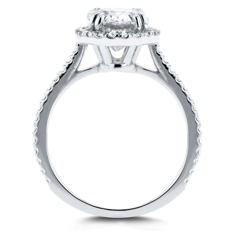 Kobelli Oval Moissanite and Halo Diamond Engagement Ring 1 4/5 CTW in 14k White Gold