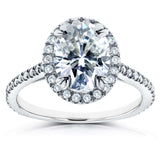 Kobelli Oval Moissanite Engagement Ring with Halo Diamond 2 1/3 CTW 14k White Gold