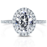 Kobelli Ovaler Moissanit-Verlobungsring mit Halo-Diamant, 2 1/3 CTW, 14 Karat Weißgold