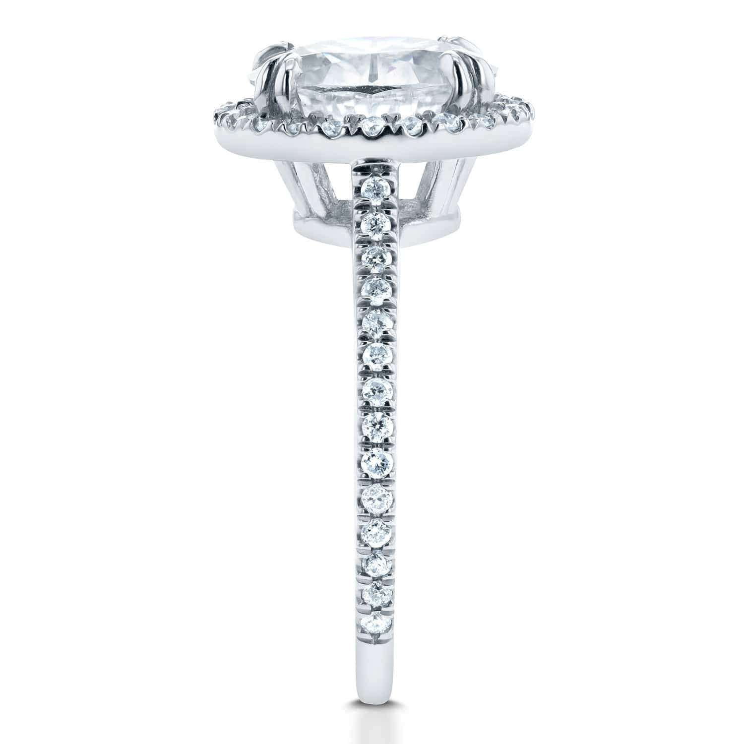 Kobelli Oval Moissanite Engagement Ring with Halo Diamond 2 1/3 CTW 14k White Gold