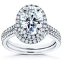 Kobelli Oval Moissanite and Diamond Halo Bridal Set 2 3/5 CTW 14k White Gold