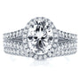 Kobelli Oval Moissanite Bridal Set with Diamond Halo Split Shank 2 1/5 CTW 14k White Gold