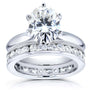Kobelli Oval Moissanite and Diamond Eternity Band Bridal Ring Set 3 1/10 CTW 14k White Gold