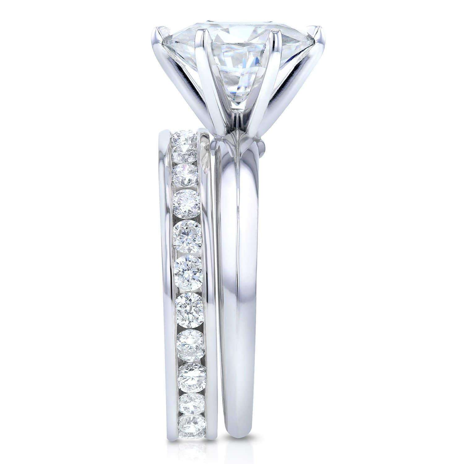 Kobelli Oval Moissanite and Diamond Eternity Band Bridal Ring Set 3 1/10 CTW 14k White Gold