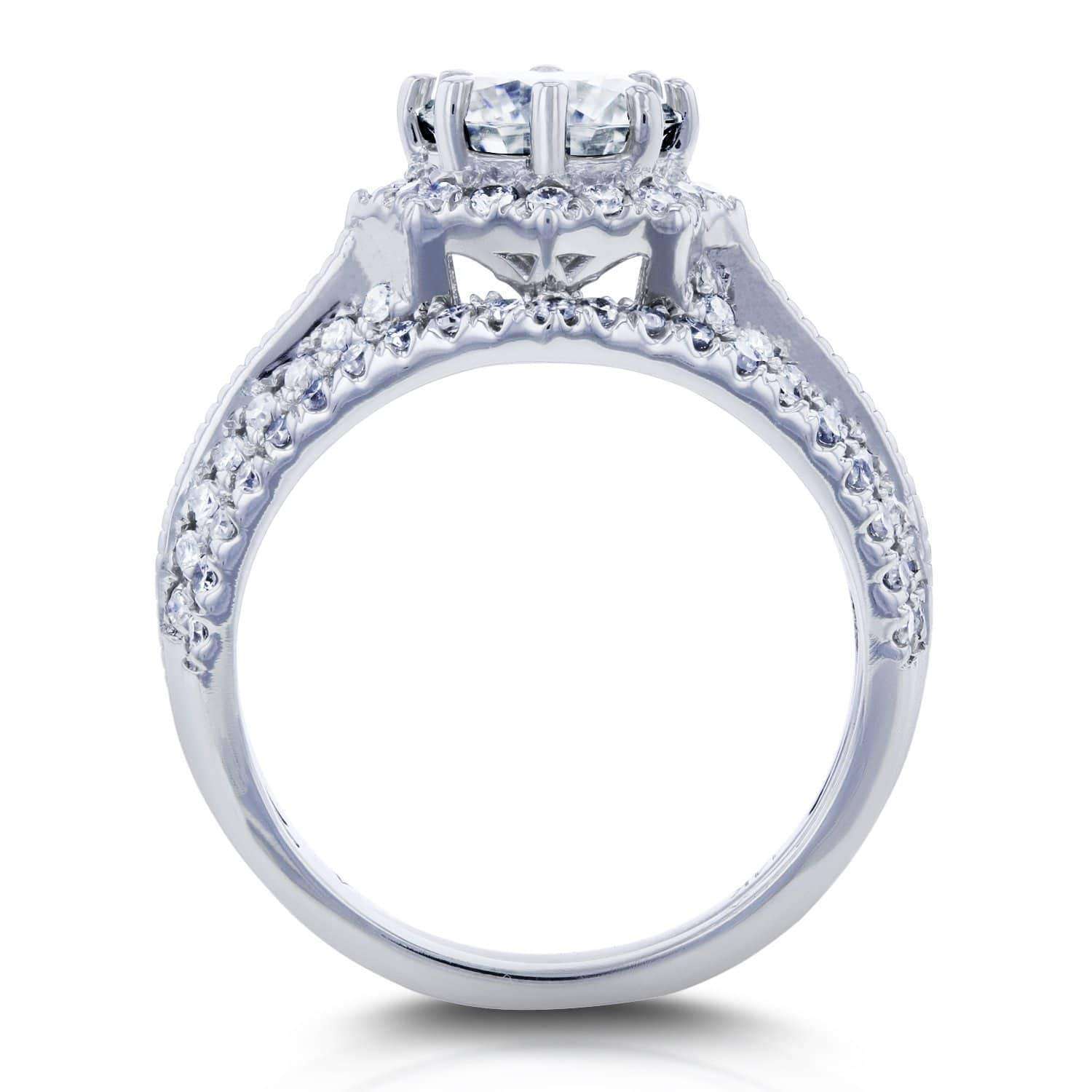 Kobelli Forever One DEF Moissanite & Diamond Star Halo Bridal Set 1 5/8 CTW 14k White Gold (3 Piece Set)