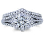 Kobelli Antique Style Moissanite & Diamond Star Halo Bridal Set 1 1/2 CTW 14k White Gold (2 Piece Set)