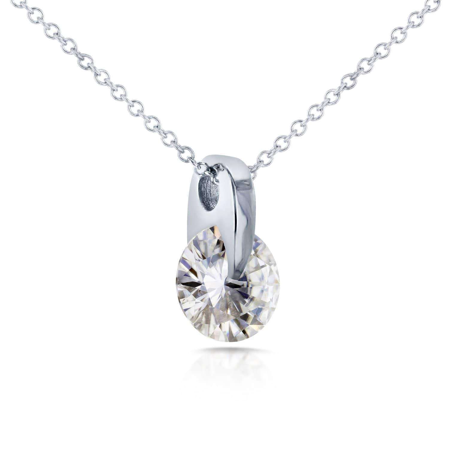 Kobelli Round Moissanite Wheel Solitaire Necklace 1 7/8 CTW in 14k White Gold MZ62195