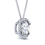 Kobelli Moissanite and Halo Diamond Cushion Necklace 3 CTW in 14k White Gold (16" Cable Chain) MZ62194CU