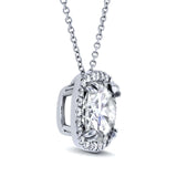 Kobelli Moissanite och Halo Diamond Cushion Necklace 3 CTW i 14k vitguld (16" kabelkedja) MZ62194CU