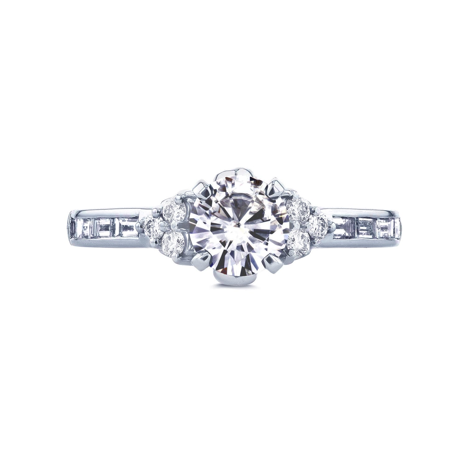 1.5 Carat Moissanite Cluster Point Channel Ring