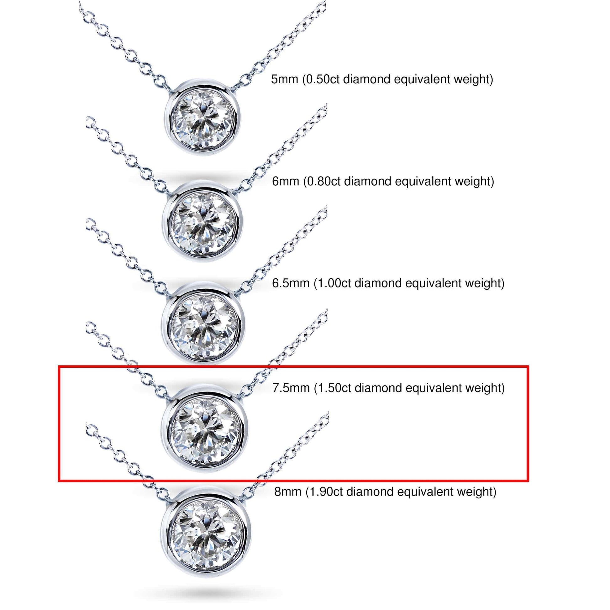 Kobelli Round Bezel Moissanite Solitaire Necklace 14K Gold 16" Chain (7.5mm, 1 1/2ct DEW)