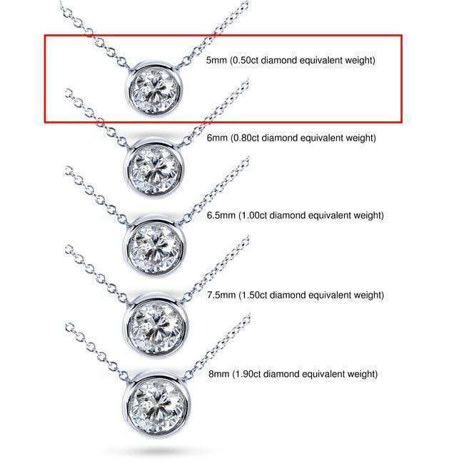 Kobelli Round Bezel Moissanite Solitaire Necklace 14K Gold 16" Chain (5mm 1/2ct DEW)