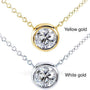 Kobelli Round Bezel Moissanite Solitaire Necklace 14K Gold 16" Chain (6.5mm 1ct DEW)