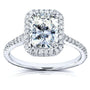 Kobelli Forever One Radiant Moissanite Halo Ring 2 CTW 14K White Gold