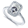 Kobelli Forever One Radiant Moissanite Halo Ring 2 CTW 14K White Gold