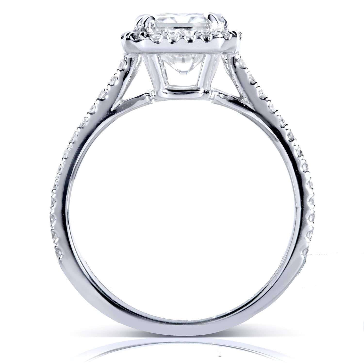 Kobelli Forever One Radiant Moissanite Halo Ring 2 CTW 14K White Gold
