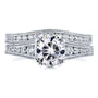 Kobelli Forever One (D-E-F) Colorless Moissanite and Diamond Channel Milgrain Bands Bridal Set 1-1/2 CTW in 14K White Gold