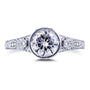 Kobelli Round Forever One DEF Moissanite and Diamond Bezel Vintage Engagement Ring 1 CTW in 14k White Gold