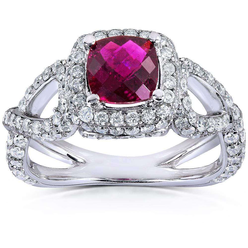 Kobelli Pink Tourmaline and 1 2/5ct TDW Diamond Ring in 14k White Gold