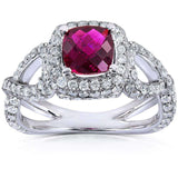 Kobelli-Ring mit rosa Turmalin und 1 2/5 Karat TDW-Diamant aus 14 Karat Weißgold