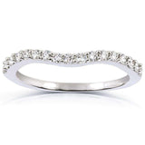 Anel de aliança de casamento de diamante redondo curvo Kobelli 1/4 quilate (ctw) em ouro branco 14K