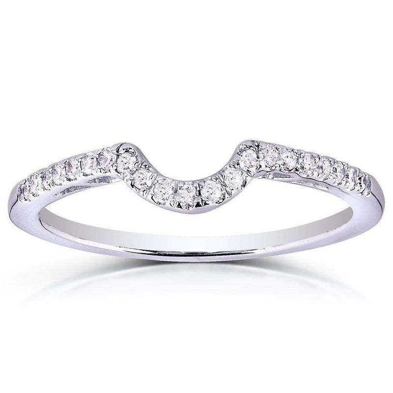 Kobelli Round Diamond Curved Wedding Band 1/6 Carat (ctw) in 10K White Gold