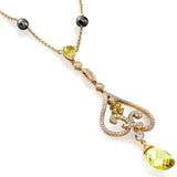 Kobelli citronkvarts- och diamanthalsband, Tahitisk pärlkedja 18k gult guld 71077X