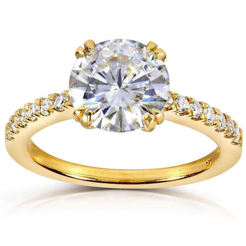 Kobelli Round-cut Moissanite Engagement Ring with Diamond 2 1/10 CTW 14k Yellow Gold